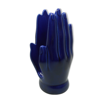 Mail holder in blue ceramics, 1960s