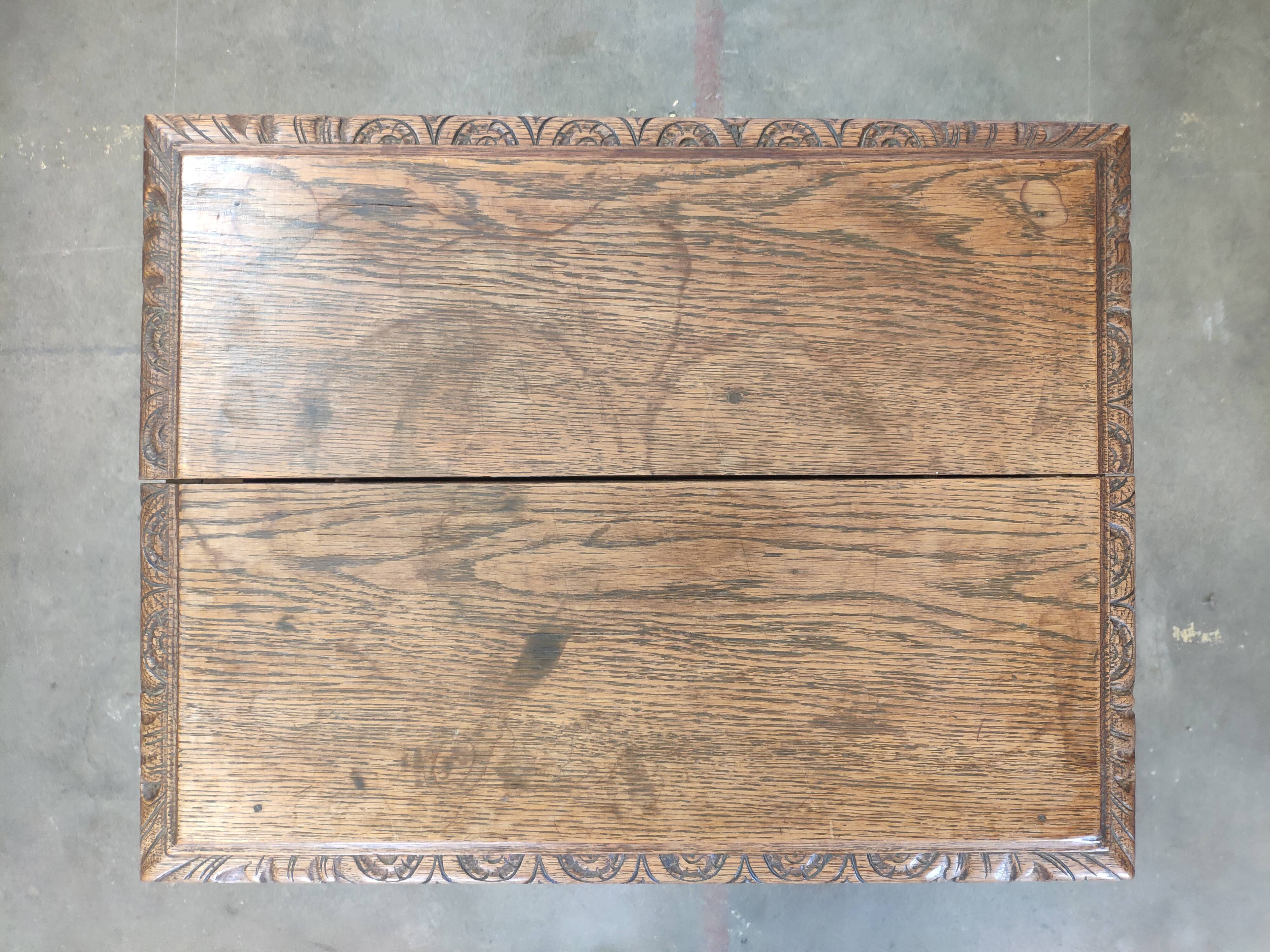 Bedside table carved in oak