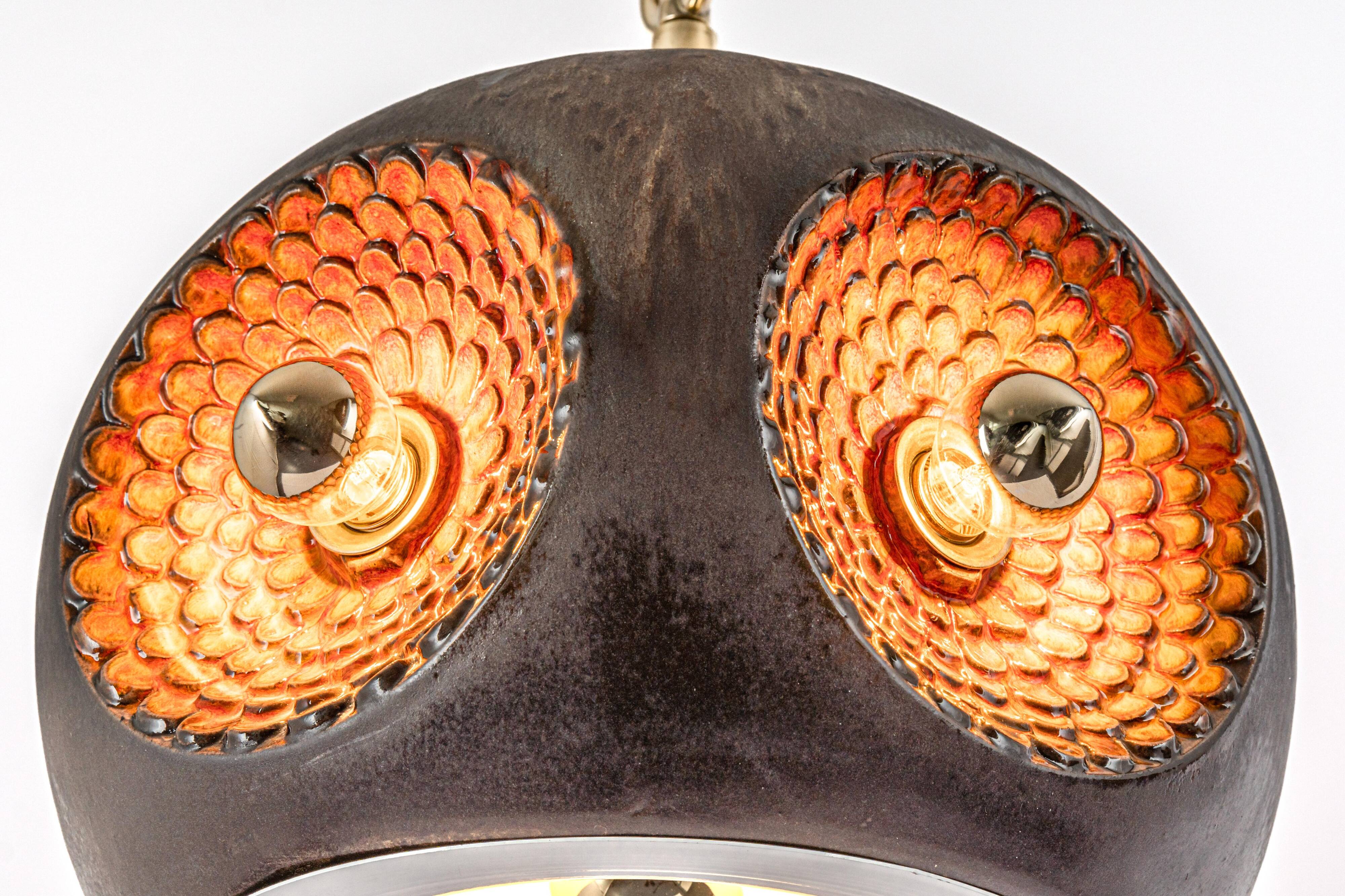 brown and orange ceramic Sputnik pendants, Germany, 1970s