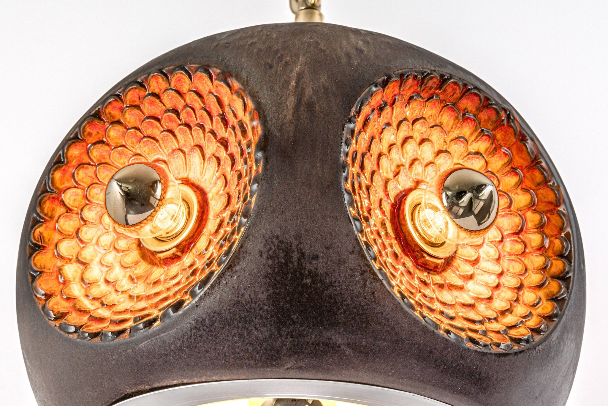 brown and orange ceramic Sputnik pendants, Germany, 1970s