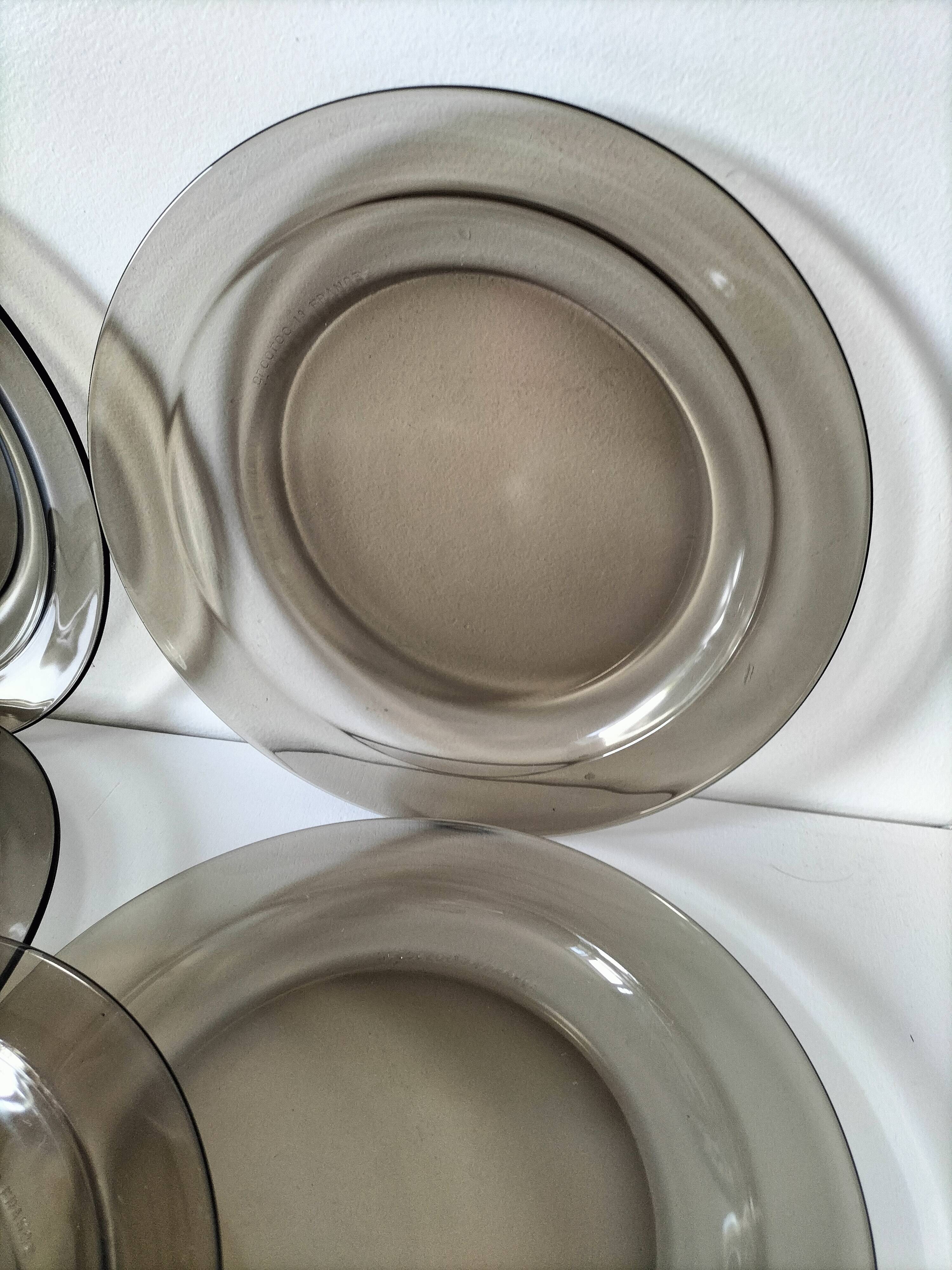 6 flat plates Arcoroc in smoked glass Smoke Brown