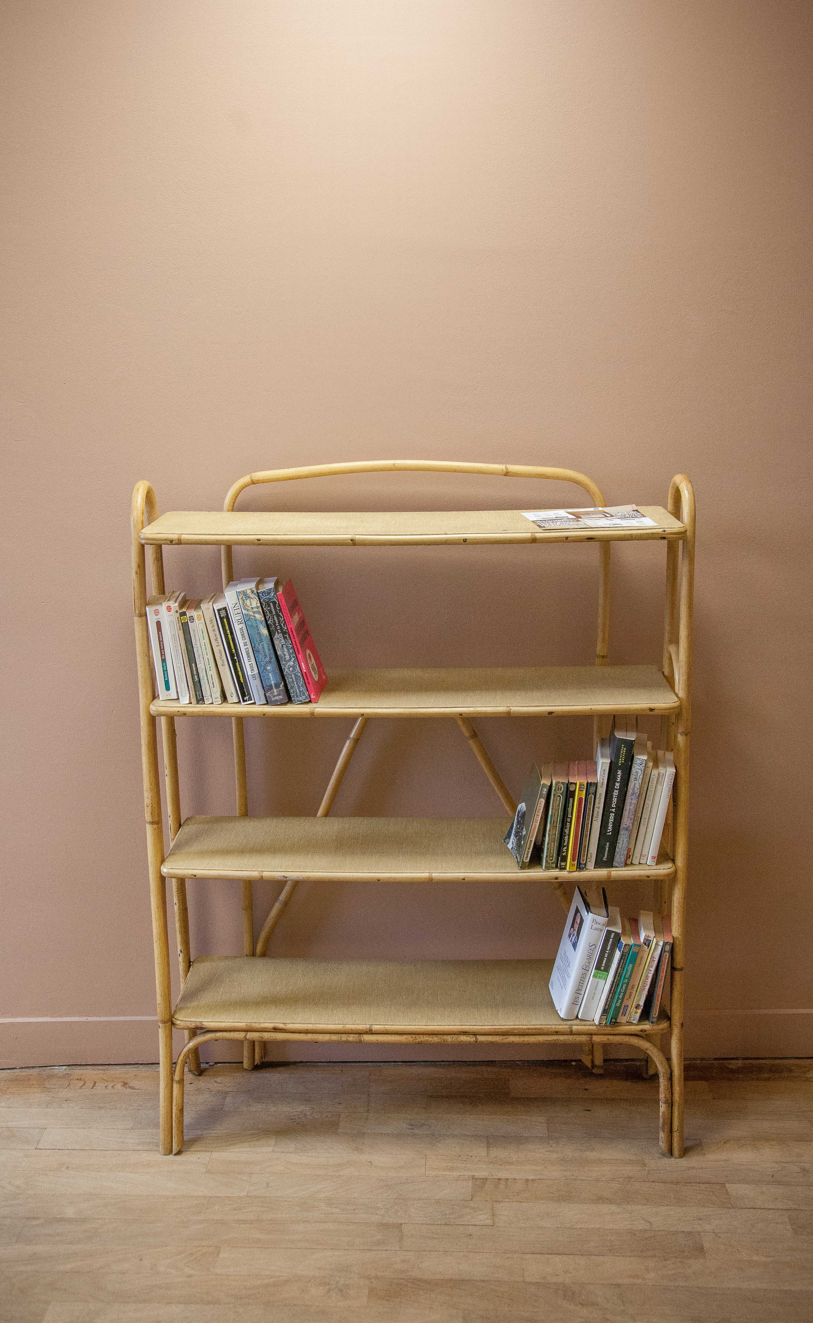 Bibliothèque rotin vintag