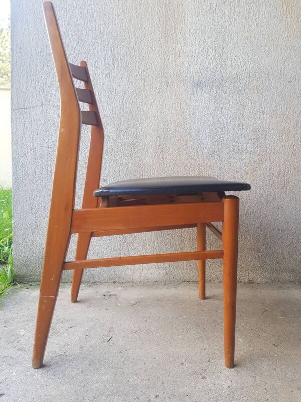 Chaise scandinave bois et skai