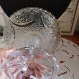 Ancien plateau sur pied en verre