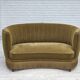 1970s, Danish 2-seater "Banana" sofa, green furniture velour.