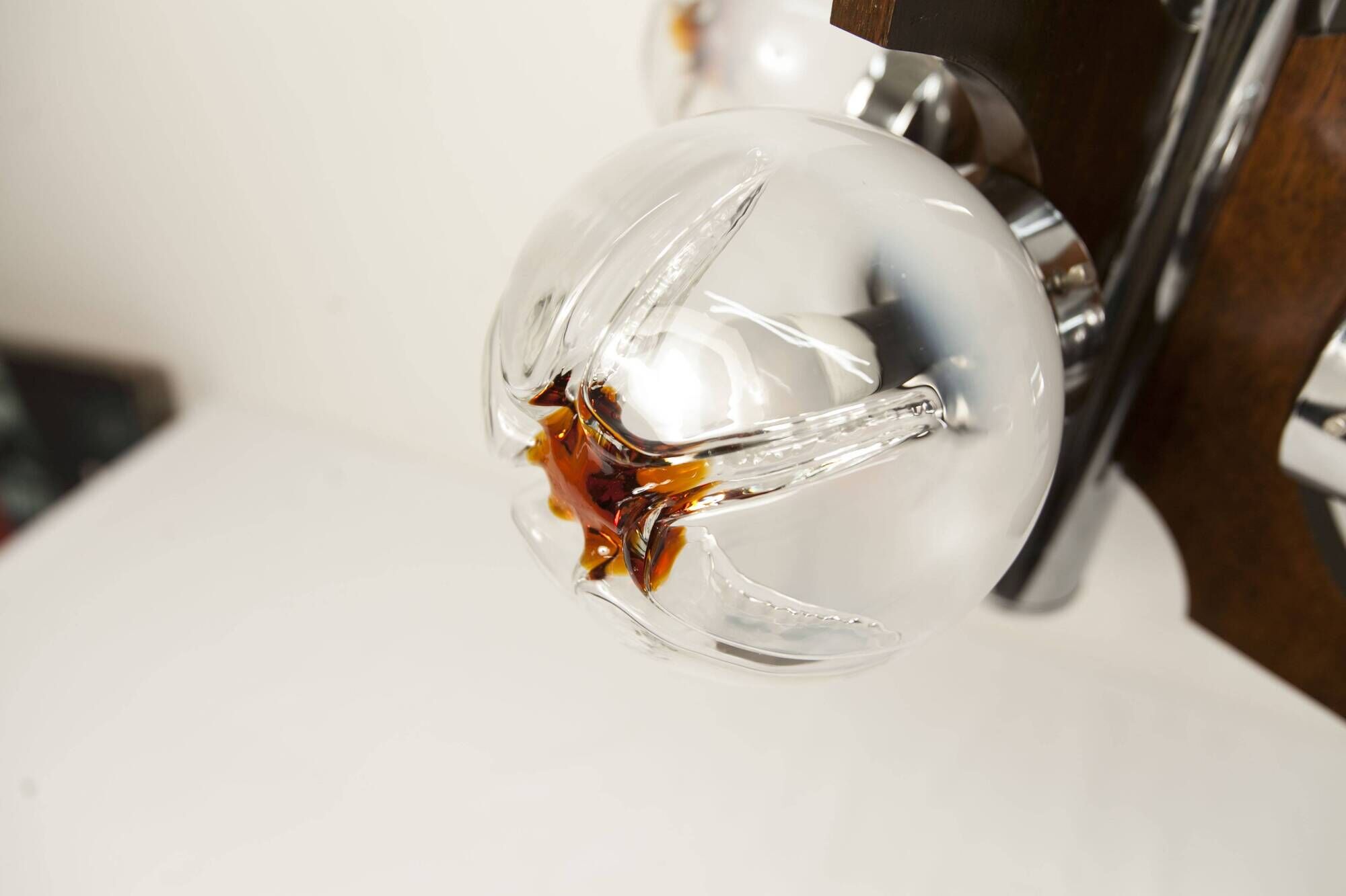 Lustre mazzega Murano 4 boules et teck 1960