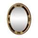 Antique medallion mirror with a gilded and relief-carved frame.