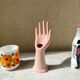 Vase baguier hand ceramic vintage pink 70s