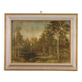 Italian painting signed and dated 1939 wooded landscape
