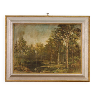 Tableau italien signé et daté 1939 paysage boisé
