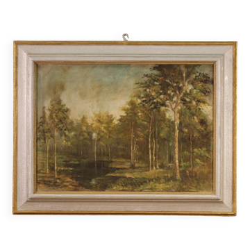 Italian painting signed and dated 1939 wooded landscape