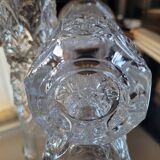 Pair of thick pressed glass art deco vases