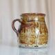 Ancient ceramic cream pot, pyrite stoneware, glazed from La Borne, France.