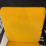 Armchair black mat ochre fabric