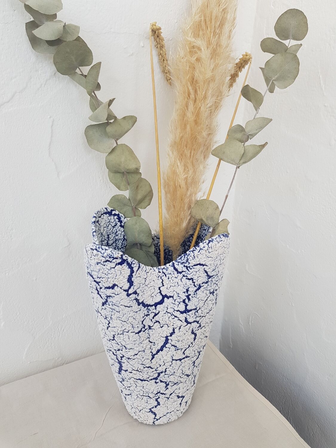 Vase tulipe bleu et blanc