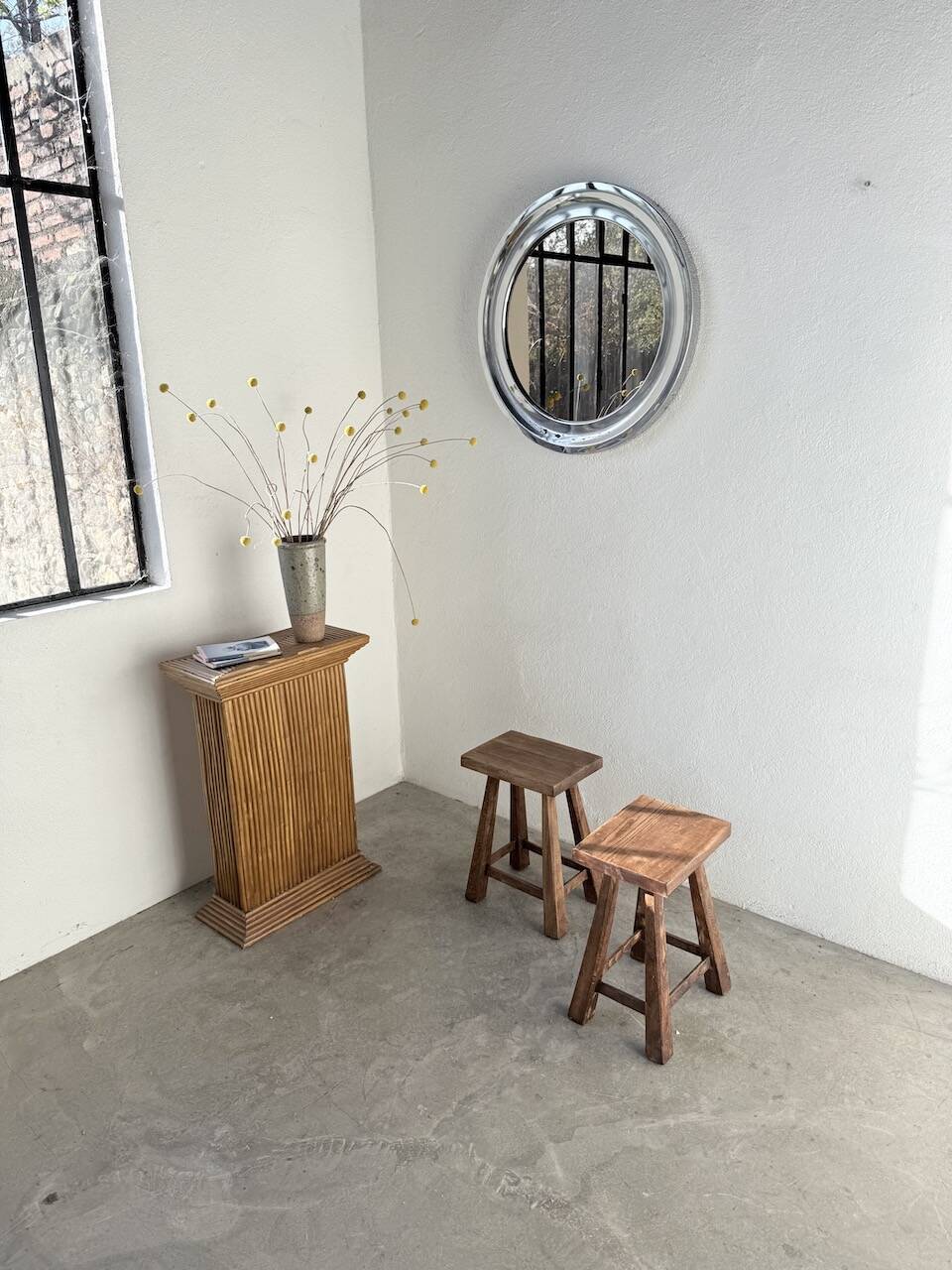 Miroir rond chrome Italie 1960
