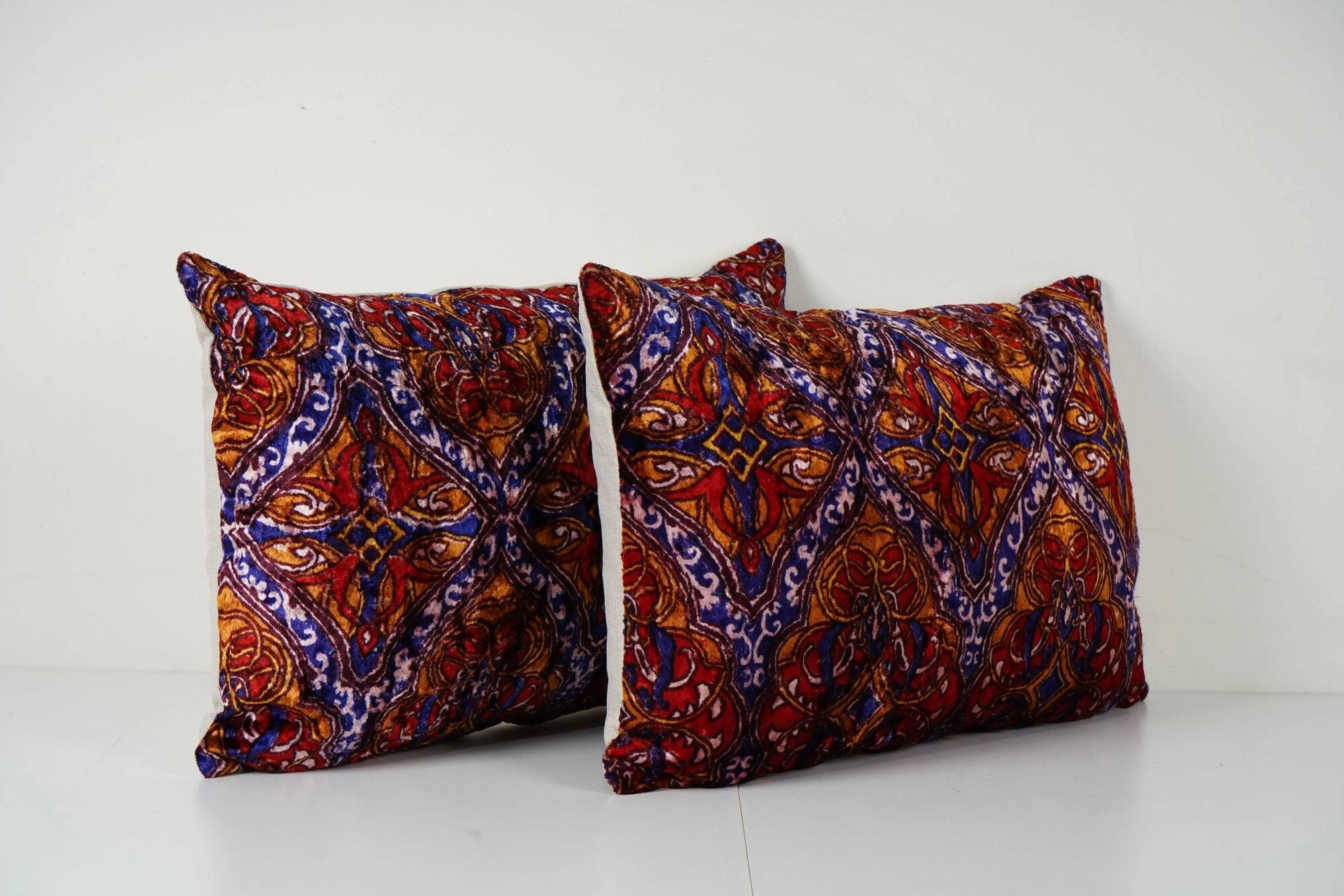 Set of 2 vintage velvet cushion covers 41x61 cm