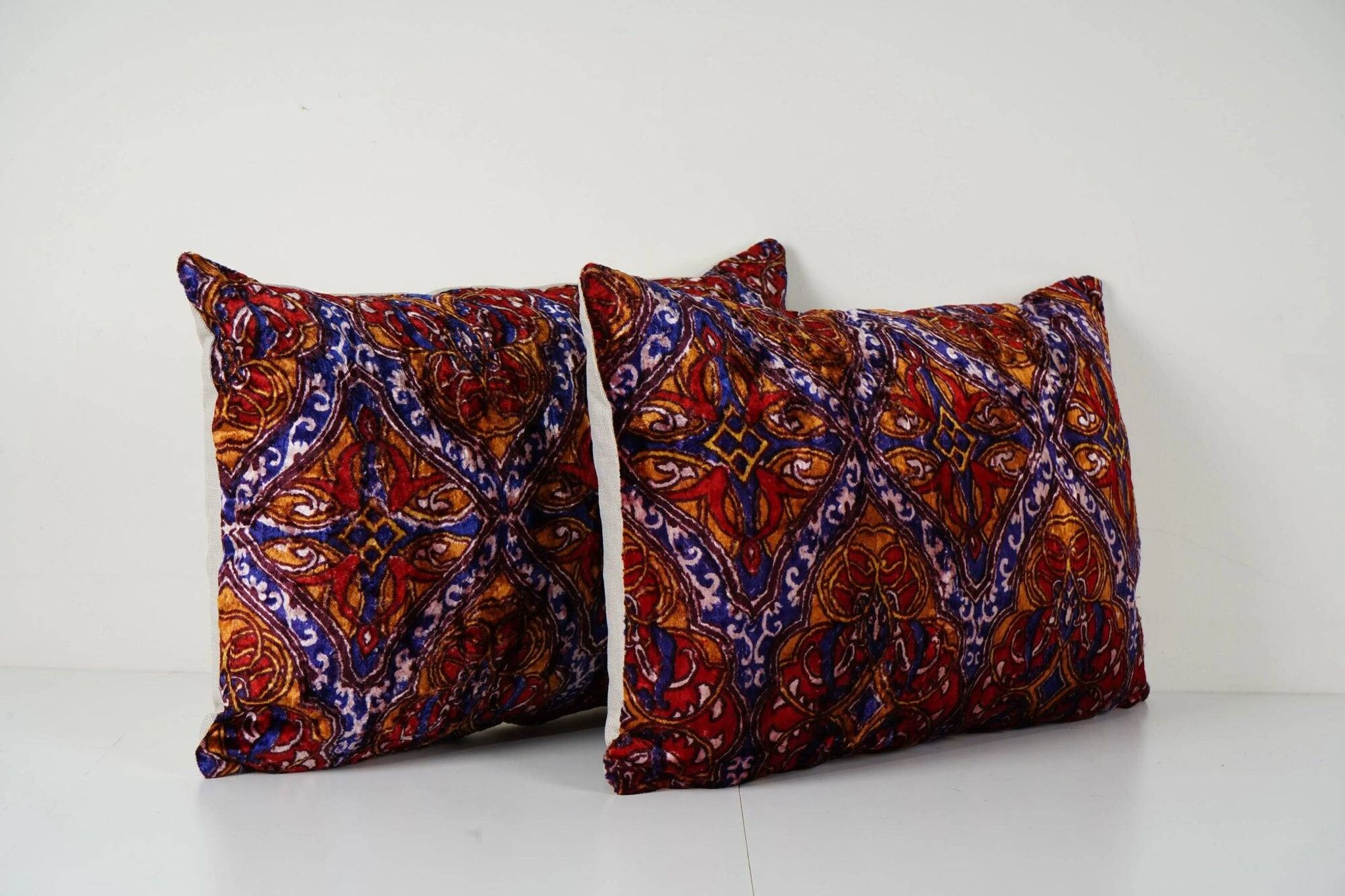 Set of 2 vintage velvet cushion covers 41x61 cm