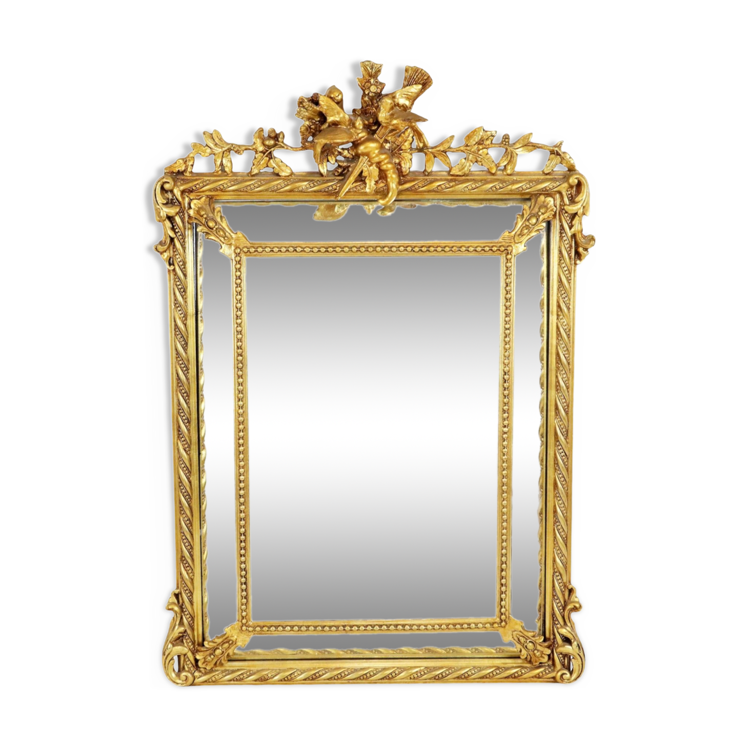 Gold Mirror XL Crown Napoleon III Style France 127x86cm