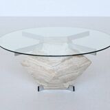 Diamond shaped coffee table in white travertine Italy 1960