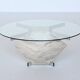 Diamond shaped coffee table in white travertine Italy 1960