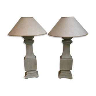 Pair of lamps verdigris patina