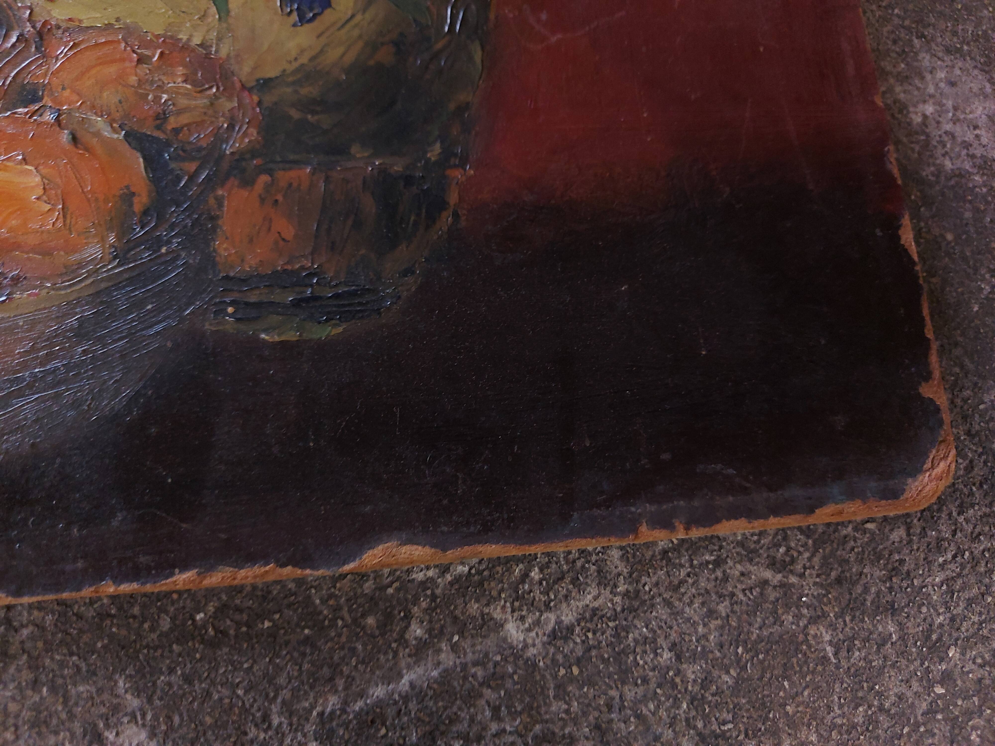 Painting, oil on panel, still life