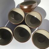 6 bols grès brun irisé intérieur gris