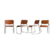 Set of 4 Danish chrome & faux leather dining chairs 80s