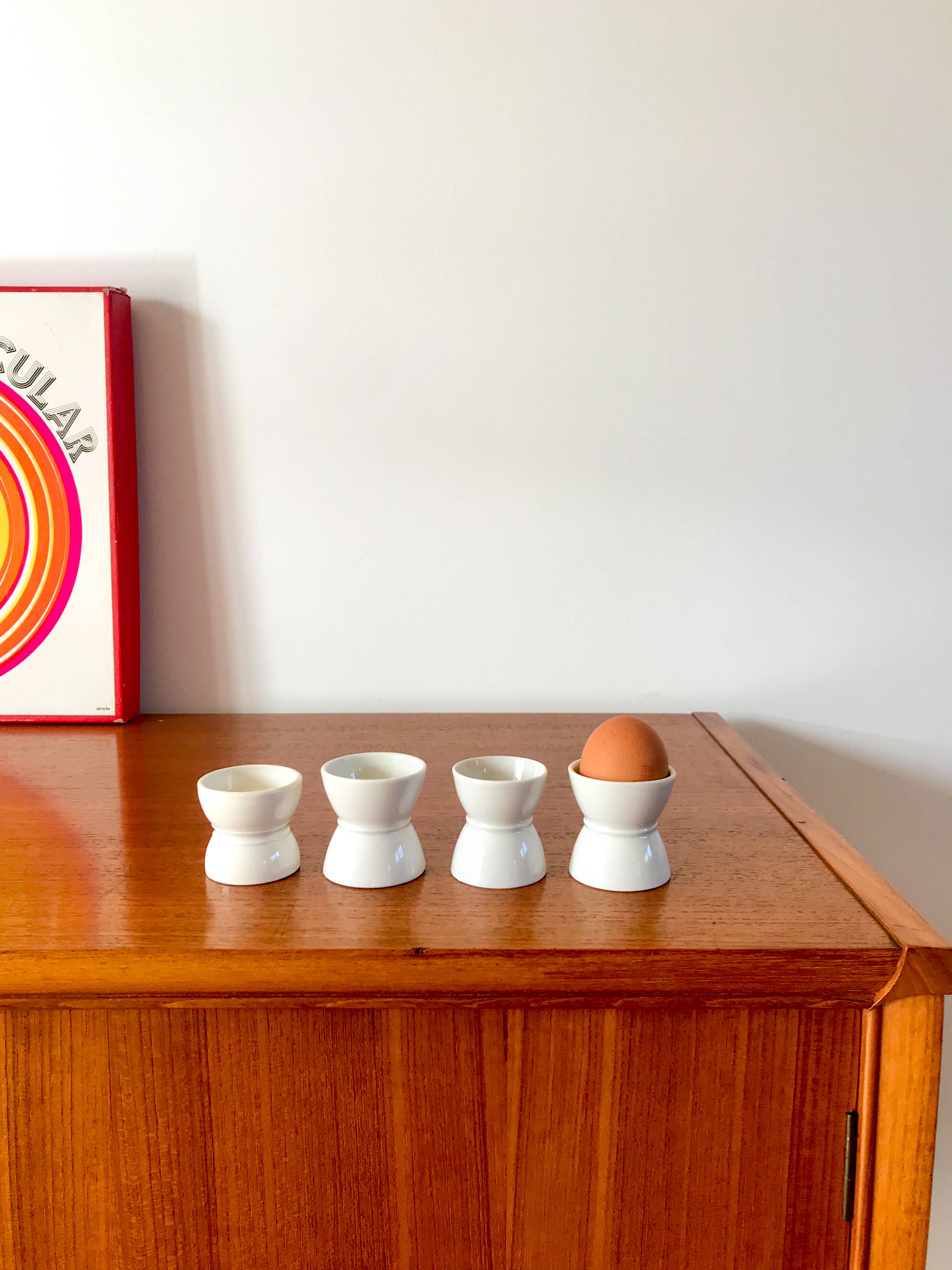 set of 4 earthenware diabolo egg cups early 20th century
