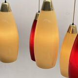 red and yellow murano glass pendants