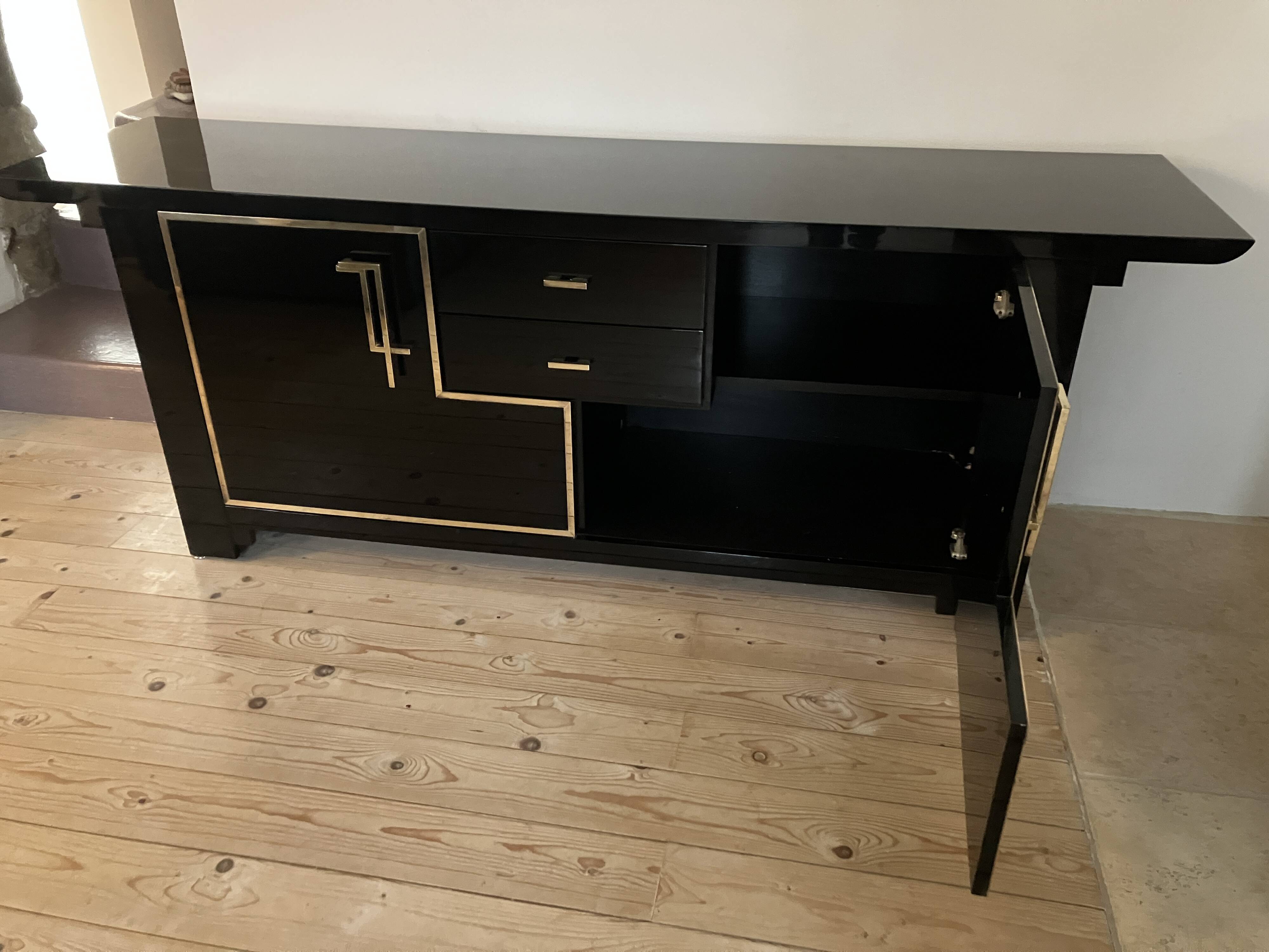 1970s black lacquer sideboard