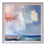 Paysage marin abstrait contemporain « Nuages d’été » par l’artiste britannique Ian Mood, peinture à l’huile encadrée