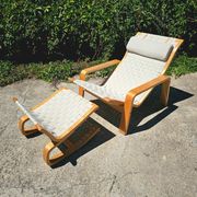 Pulkka lounge chair pair with ottoman by Ilmari Lappalainen for IKEA
