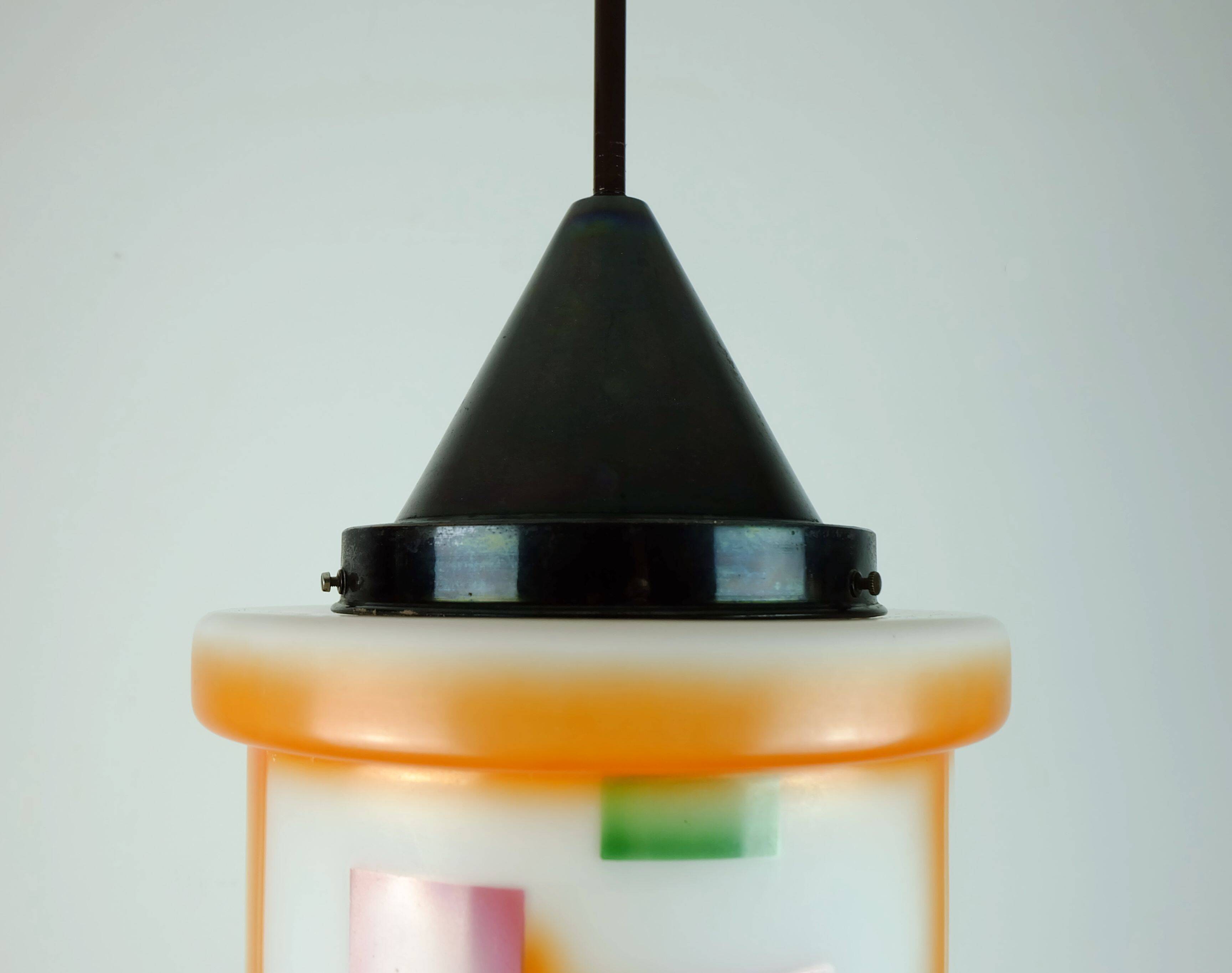 Art déco glass pendant light airbrush 1920s 30s avantgarde design