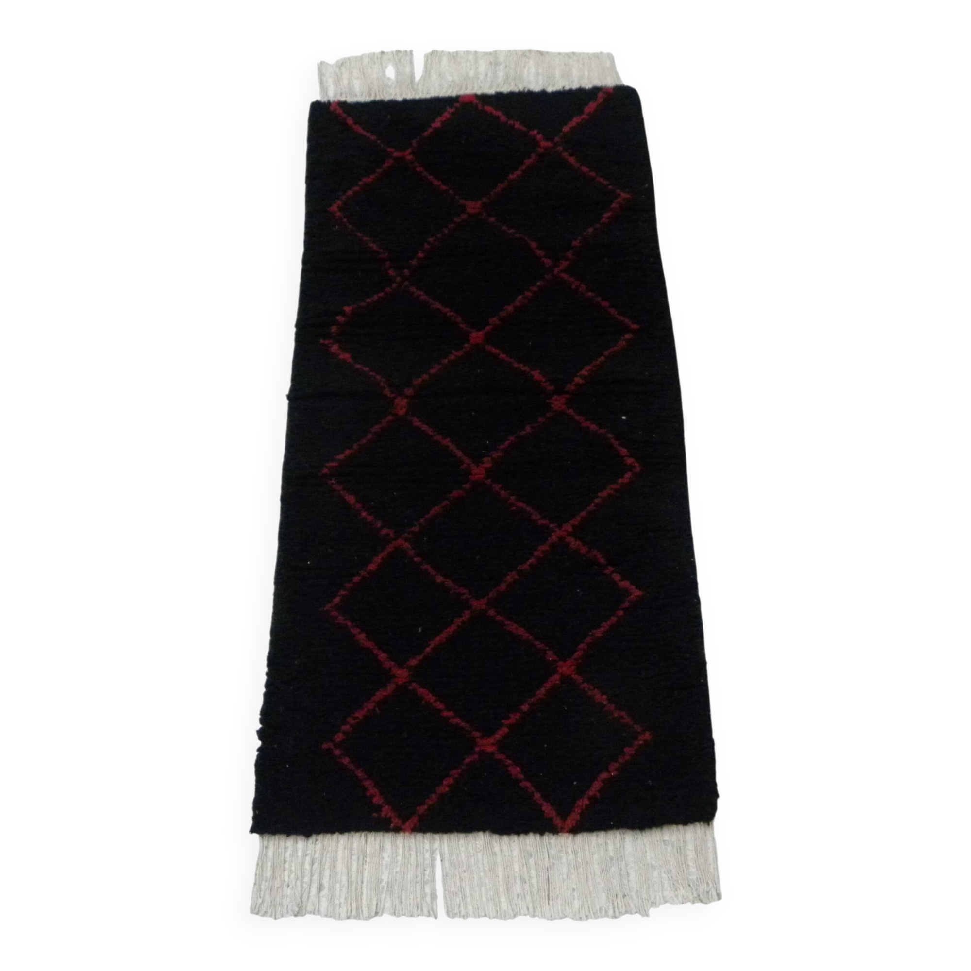 Vintage ancestral black Berber rug in wool