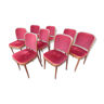 Suite de 8 chaises « Thonet » velours rouge théâtre