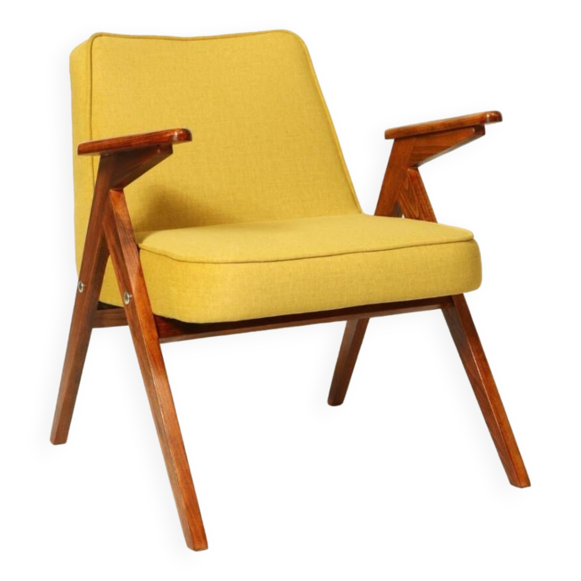 Scandinavian fauteuil jaune rétro  1970 milieu de siècle modern design chaise de salon
