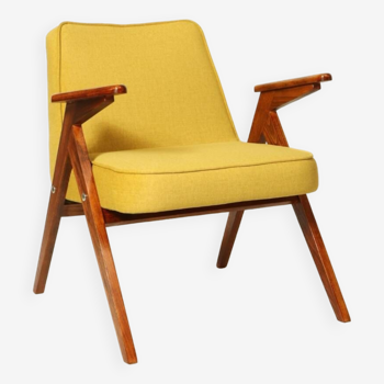 Fauteuil scandinave jaune rétro 1970 milieu de siècle chaise de salon design moderne