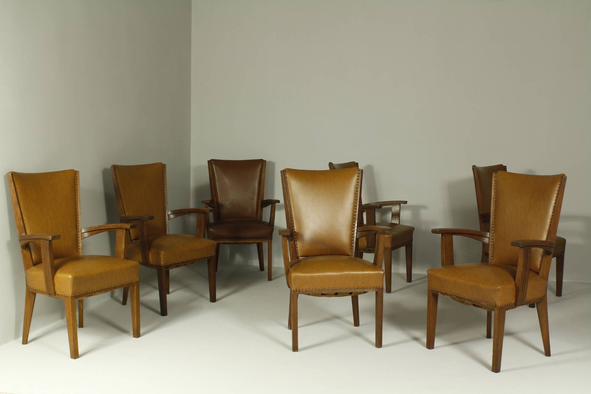 Armchairs by H. Wouda for H. Pander & Zn., 1920s, Set of 7
