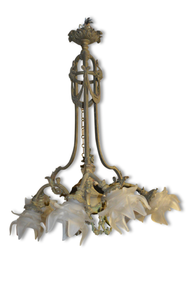 Lustre en bronze style louis XVI