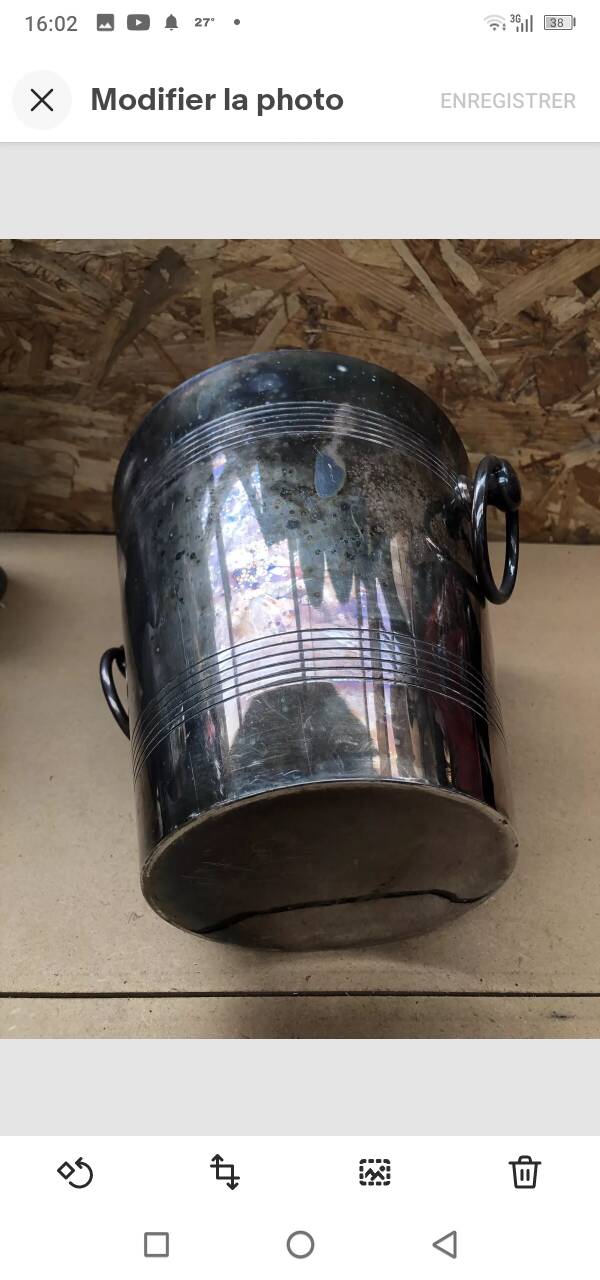 Old Silver Metal Champagne Cooler Bucket France