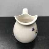 Former pitcher Vallauris ceramics white drawing vintage flowers