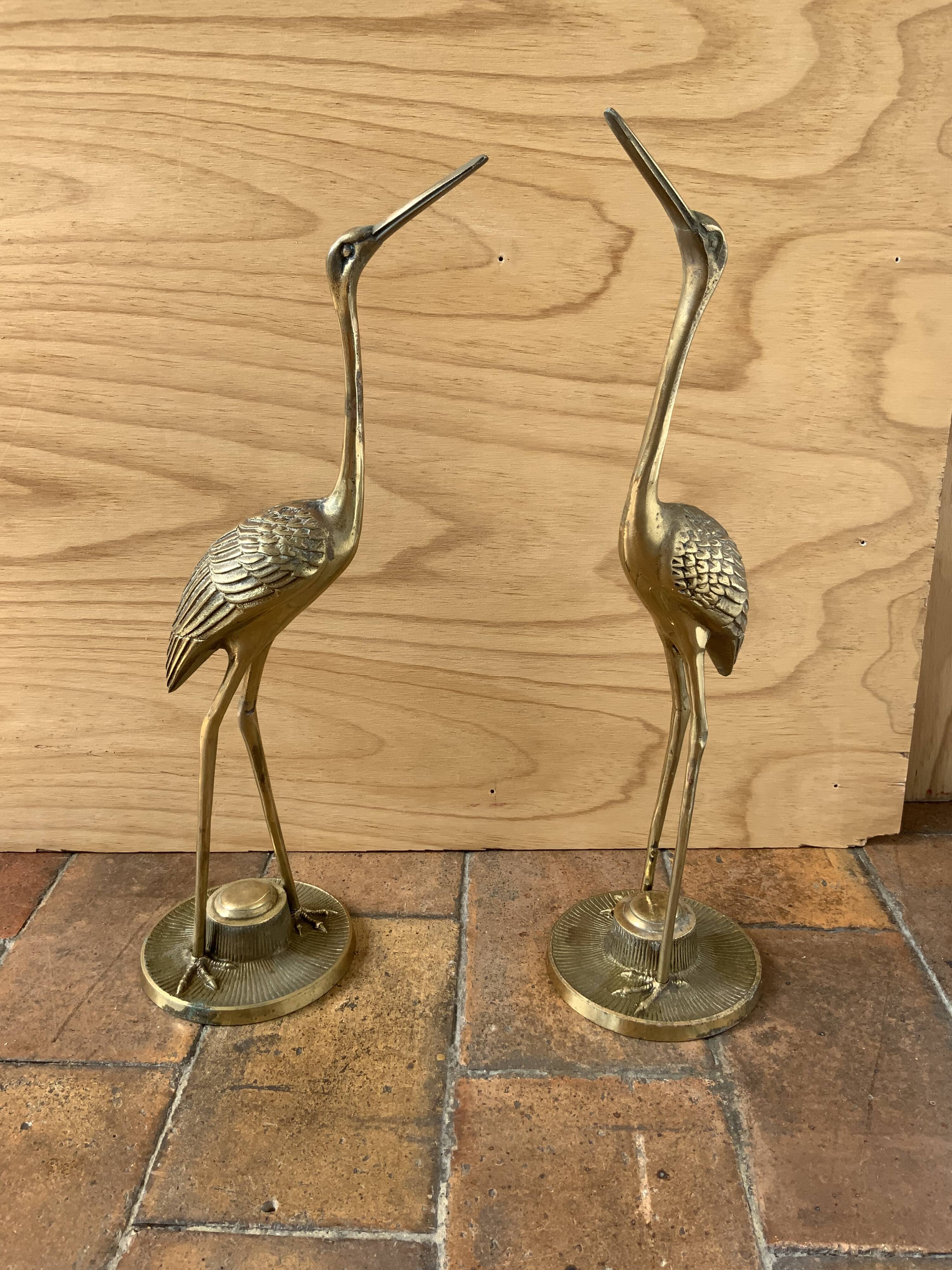 Pair of brass birds