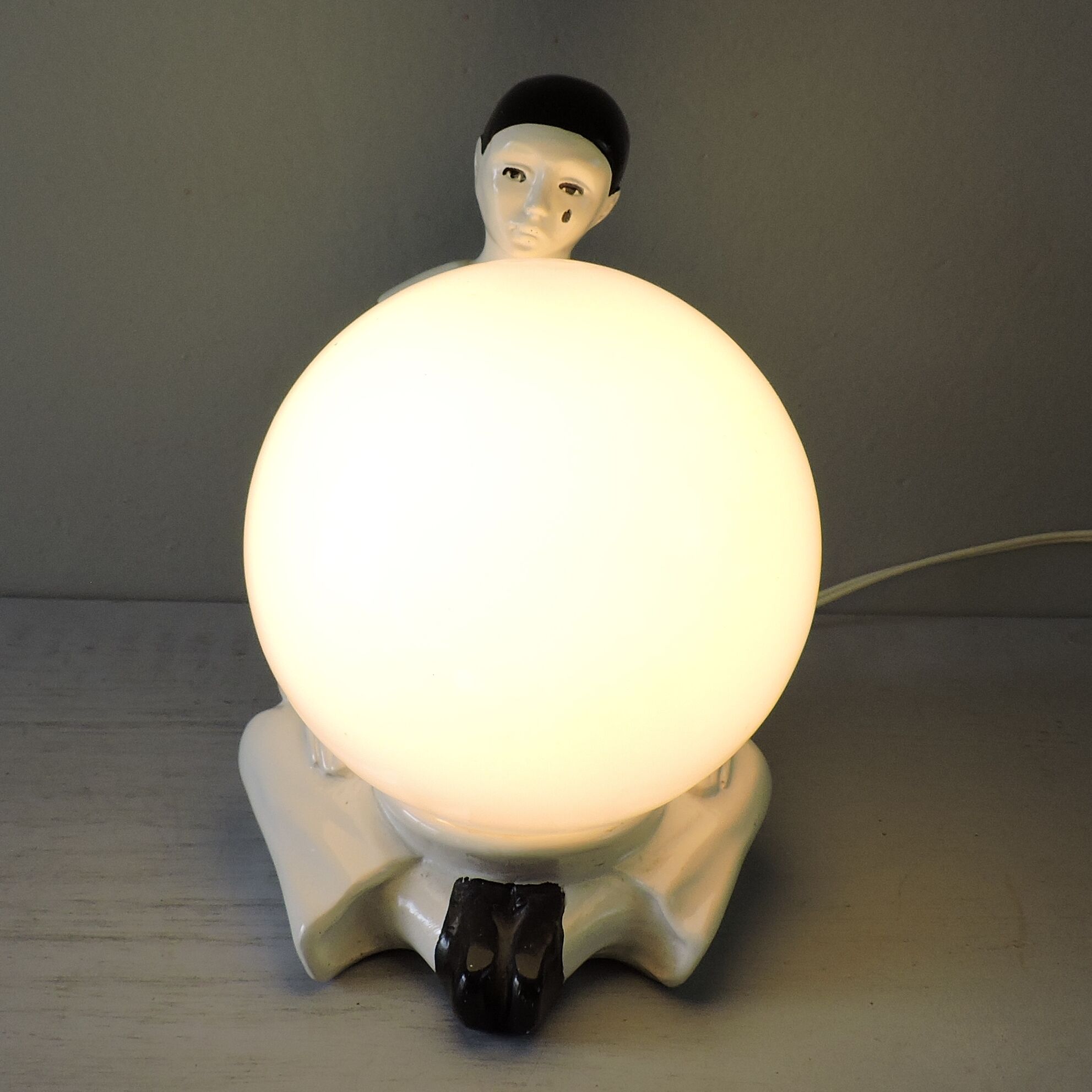 Vintage ceramic lamp Pierrot 70s