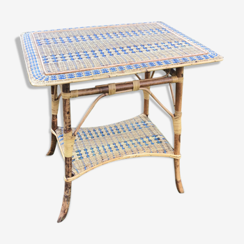 Table serves vintage two-coloured wicker rattan