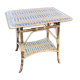 Table serves vintage two-coloured wicker rattan