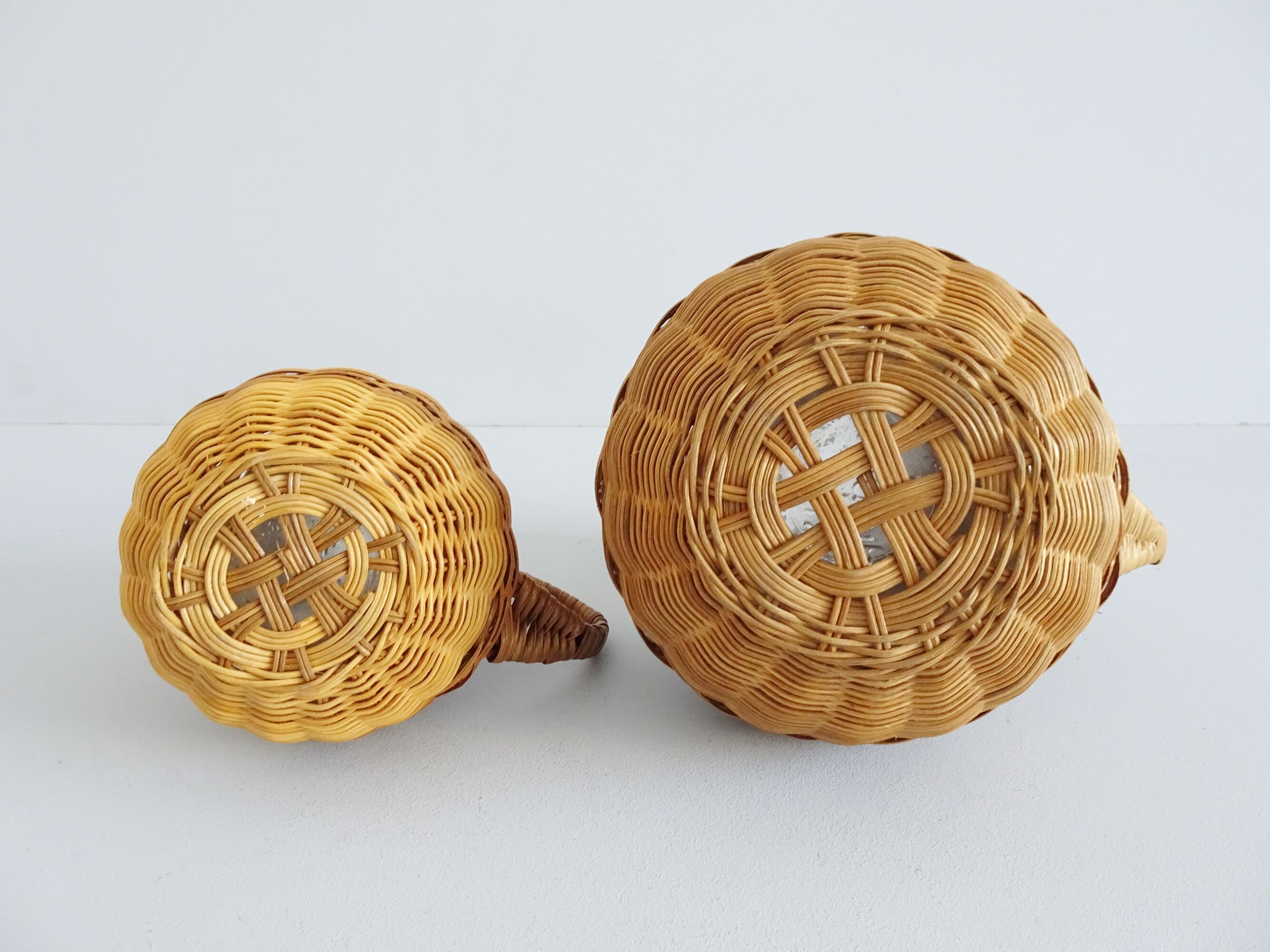Rattan pitcher set, braided 1960s