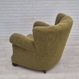 1960s, Danish vintage relax armchair, furniture cotton/wool, beech wood.