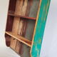 Wall shelf 3 shelves + 4 hooks cast iron in polychrome wood